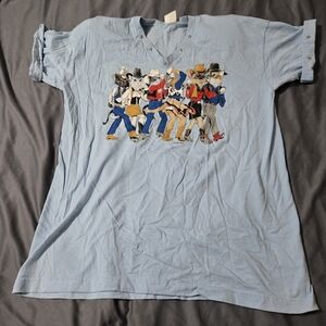 Vintage 90s Cowboy Cats Novelty Shirt Womens XL Western Rodeo Penney Lynn USA